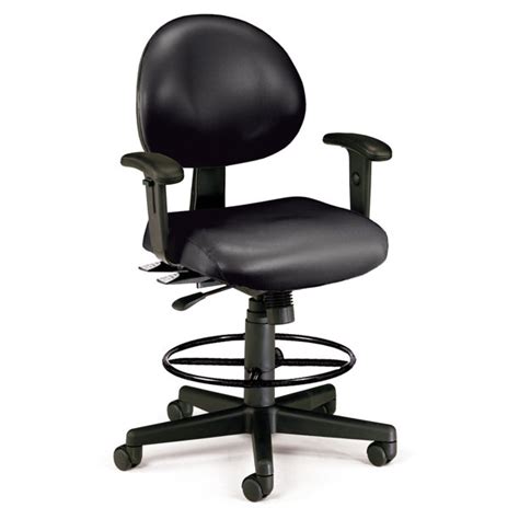 Ofm 24 Hour Ergonomic Vinyl Task Chair With Arms And Drafting Kit Mid