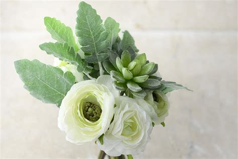 White Flowers And Succulent Bouquet