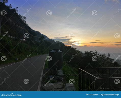 Sunset View At Mountainous Road In Nuwara Eliya Sri Lanka Stock Image