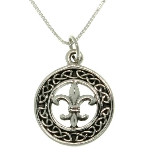 Shop Sterling Silver Celtic Fleur De Lis Necklace Free Shipping On