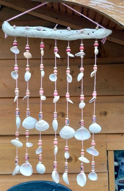 Irish Clam Shell Wind Chime With Natural Drift Wood Beach And Home Decor