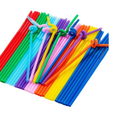Diconna 100pieces Neon Color Party Drinking Straws Bendable Flexible