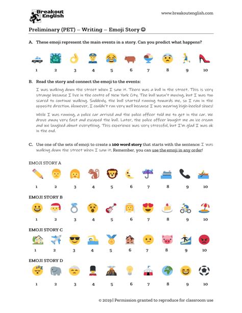 Preliminary Pet Writing Emoji Story
