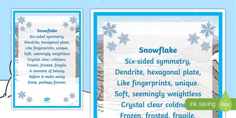 Ks2 Snowflake Poem Snow Poem Teacher Made Twinkl