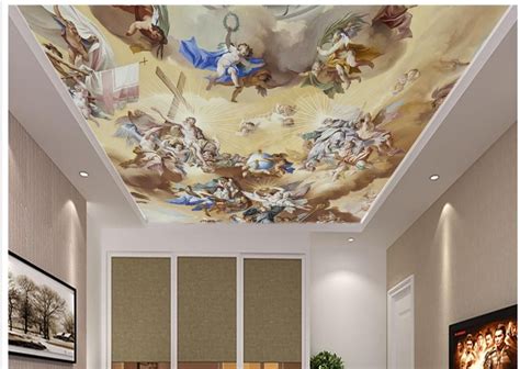 Photo Custom Any Size European Ceiling Angel Mural 3d Ceiling Murals