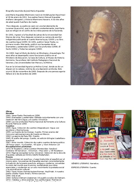 Biografía Resumida De José María Arguedas Ficción Y Literatura