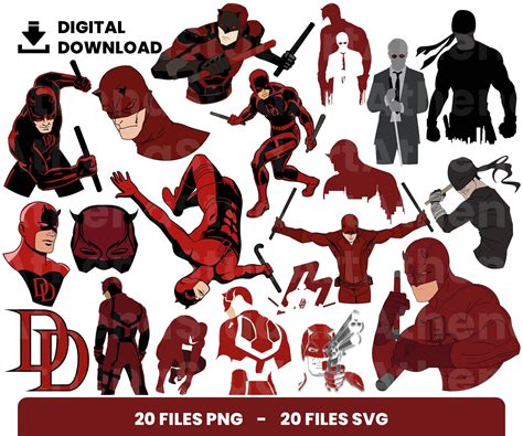 20 Clipart Superhero Daredevil Svg Digital Download Svg Etsy España