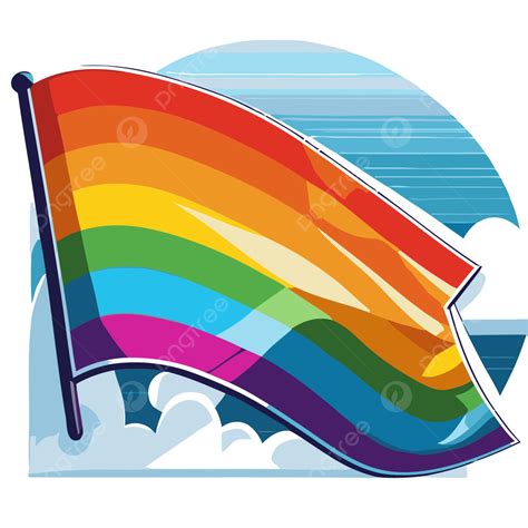 Pride Flag Vector Sticker Clipart Rainbow Flag Flying On The Sky With