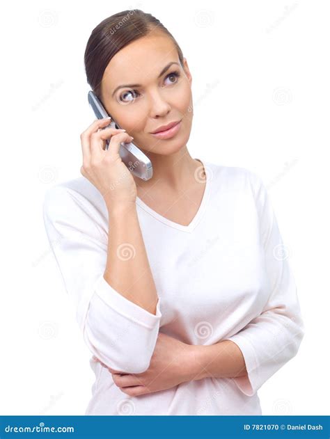 Using Cell Stock Photo Image Of Adult Beautiful Caucasian 7821070