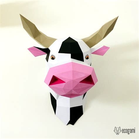 Cow Papercraft Sculpture Printable 3d Puzzle Papercraft Pdf Template