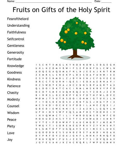 Fruit Of The Spirtts Of The Holy Spirit Word Search Wordmint