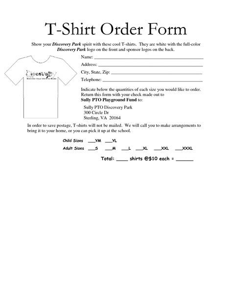 Printable Shirt Order Form Printable World Holiday
