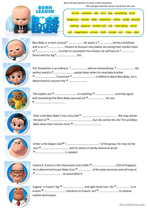 Film Session The Baby Boss English Esl Worksheets Pdf And Doc