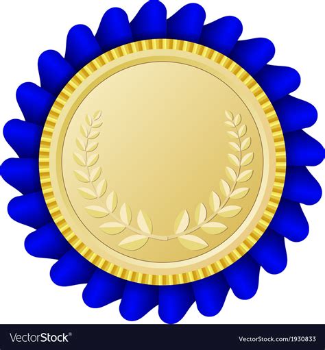 Gold Medallion With Blue Ribbon Royalty Free Vector Image