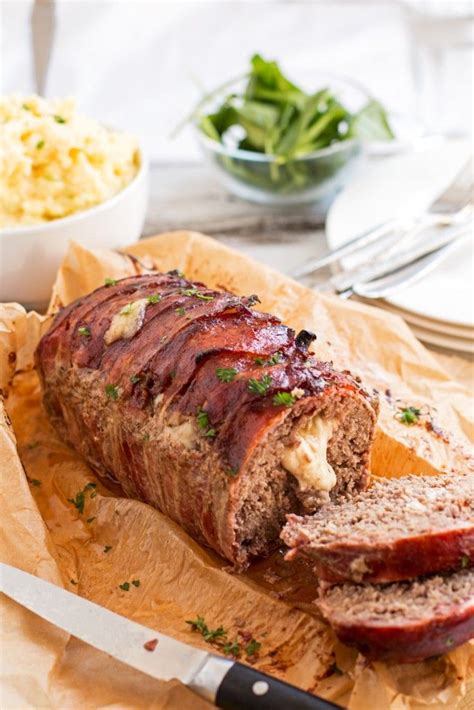 Set formed loaf on rack. Mozzarella Stuffed Bacon Wrapped Meatloaf | Bacon wrapped ...