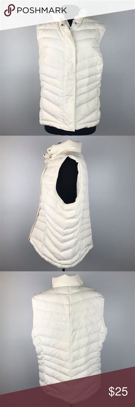 Talbots Factory Ivory Down Puffer Vest Size Xl Quilted Vest Puffer