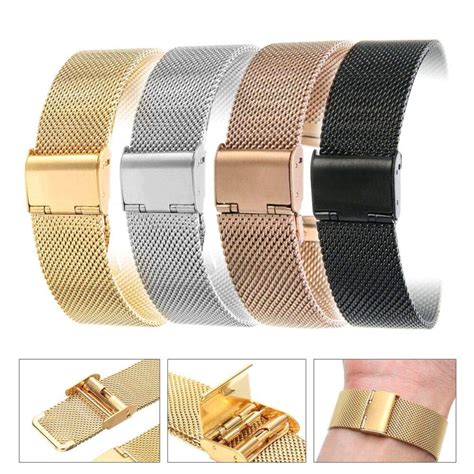 Stainless Steel Mesh Watch Band With Adjustable Clasp Band And Bracelets