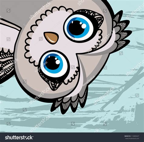 Cartoon Funny Owl Big Eyes On Stock Vector 112809427