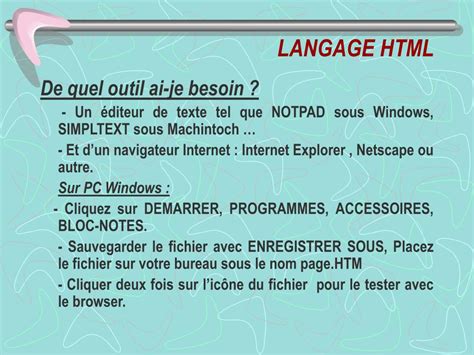 PPT  LANGAGE HTML PowerPoint Presentation, free download  ID6949253