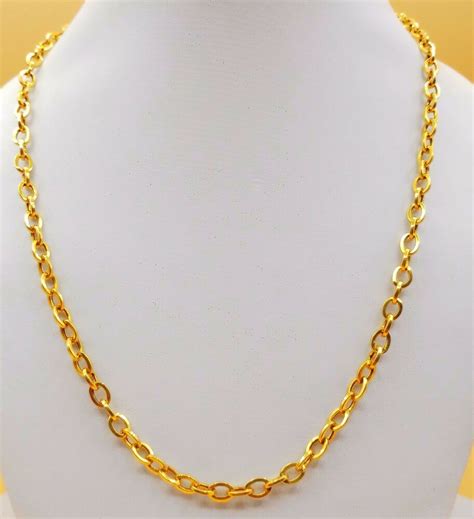 Browse through a wide range of beautifully handcrafted women's gold chain designs starting at ₹13,815 certified money back lifetime exchange cod try at home free shipping exclusive designs. FLEXIBLE MEN WOMEN UNISEX DESIGN 916 22K YELLOW GOLD ROLO CHAIN NECKLACE IND | eBay