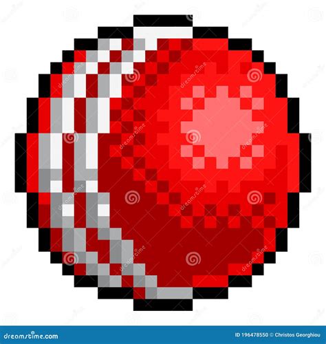 Cricket Ball Pixel Art Eight Bit Sports Game Icon Stock Vector