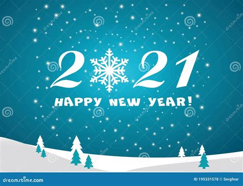 2021 Happy New Year Blue Background With White Stars And Snowflakes For