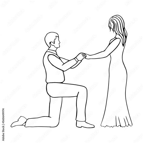 Man Stands On One Knee And Puts A Ring On The Finger Of Her Left Hand