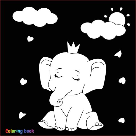 Dibujos Animados Lindo Sentarse Elefante Ilustración Vectorial En
