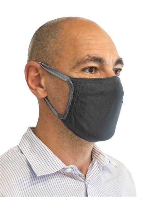 Fmi Washable Reusable Face Masks Adults Dark Grey Antibacterial Single