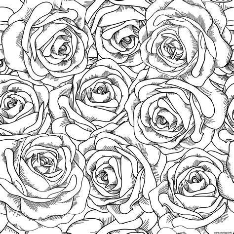 Coloriage Fleurs Adulte Roses Dessin Fleurs à Imprimer