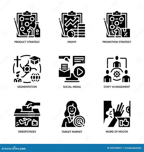 Marketing Strategy Icons Set Stock Vector Illustration Of Management