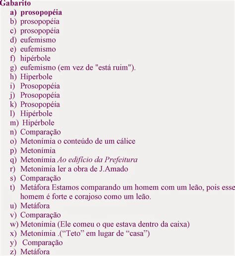Atividades Sobre Figuras De Linguagem Com Gabarito