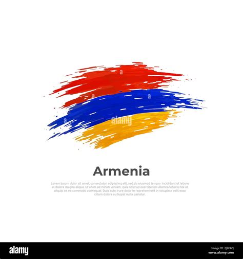 Armenia Flag Brush Strokes Stripes Colors Of The Armenian Flag On A