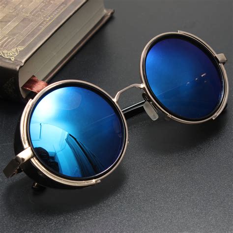 Mirror Lens Round Glasses Cyber Goggles Retro Goth Steampunk Sunglasses Vintage Ebay