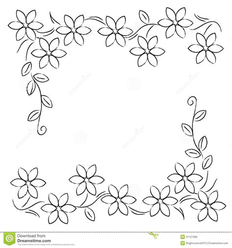 Illustration About Flower Line Border On White Background Illustration