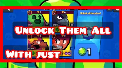 How To Unlock All Brawlers For Just 1 Gem Brawl Stars Youtube