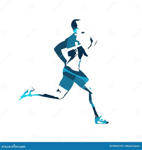 Abstract Blue Vector Runner Running Man Stock Vector Illustration Of