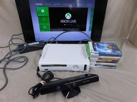 Xbox 360 Pro White Jasper Console Bundle W All Cords Hdd Kinect