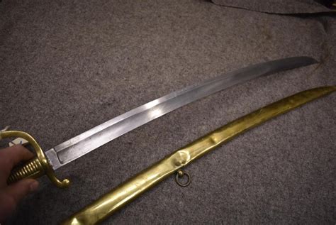 A 19th Century Infantry Short Sword 66cm Curved Blade Cast Brass Hilt