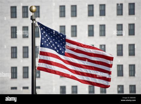 An American Flag Blowing In The Wind Stock Photo Alamy