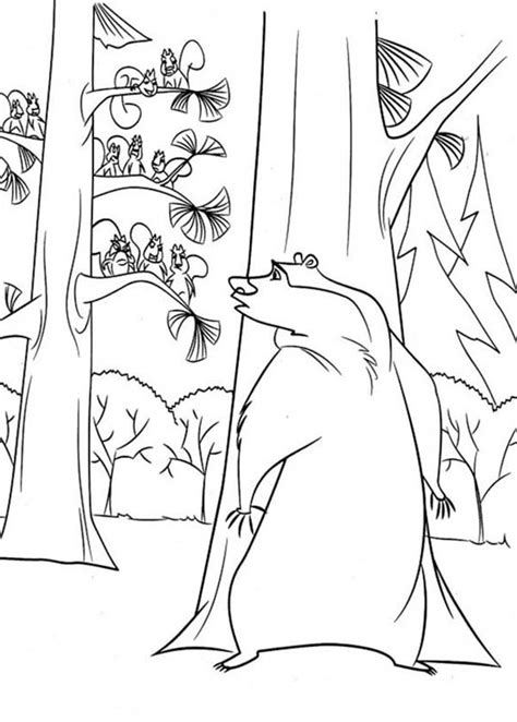 Boog Hide Behind A Tree In Open Season Coloring Pages Bulk Color