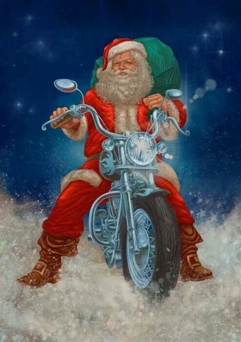 Harley Santa With Images Motorcycle Christmas Biker Art Christmas Art