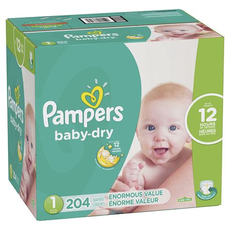 Pampers Baby Dry Disposable Diapers Enormous Pack Size 1 204ct