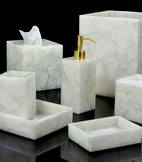 White Quartz Bath Accessories Set Quartz Bathroom Decor Vanity Sale