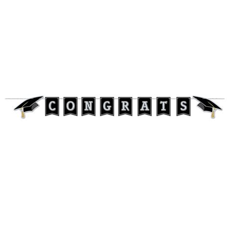 Club Pack Of 12 Black And White Congrats Graduation Wall Banners 6
