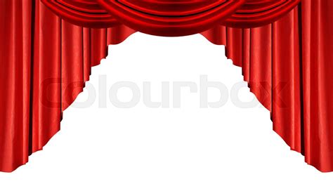 Red Silk Curtains Isolated On White Background Stock Image Colourbox