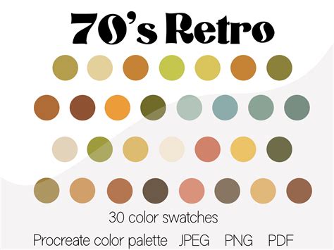 Retro 70s Color Palette 30 Colors Graphic By Saturnine Sun · Creative Fabrica