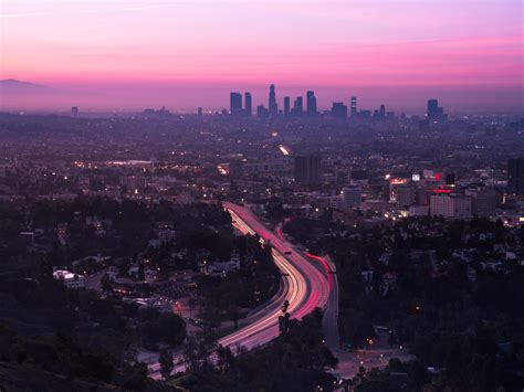 Wallpaper City Aerial View Road Sunset Los Angeles United States