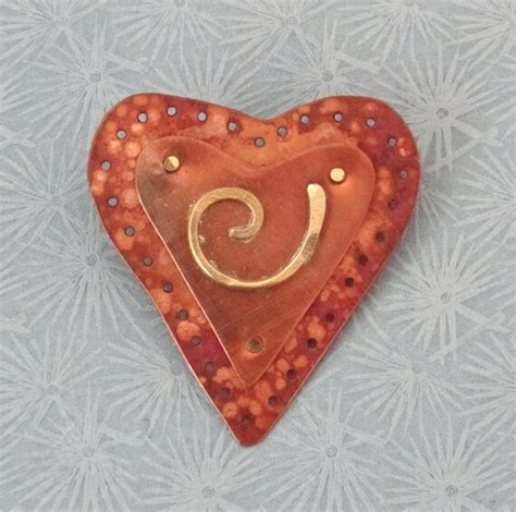 Items Similar To Copper Heart Brooch Copper Lapel Pin Lapel Pin On Etsy