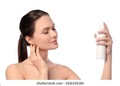 Woman Applying Spray Water Stock Photos Images Photography